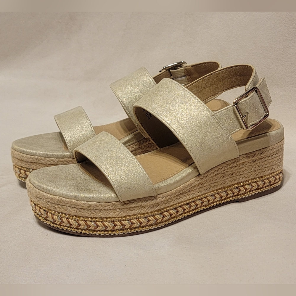 NEW Seven Dials Leawood espadrille platform sandals shoes pale gold